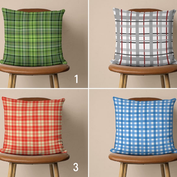 Plaid Pillow Covers, Farmhouse Cushion Cover, Geometric Checkered Pillow Case, Any Size Pillow, Living Room Decor, Decorative Pillow Cover