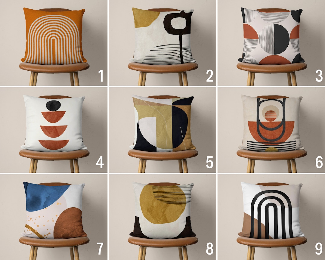 Mid Century Modern Pillow Case, Abstract Minimalist Throw Pillow Cover