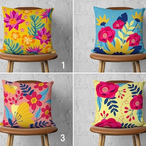 Vivid & Vibrant Flowers Pillow Cover, Bright Floral Cushion Cover, Colorful Pillow Case, Sitting Room Decor, Country House Decor, Cover Only