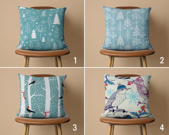 Buy Winter Pillow Cover Birds Cushion Cover Baby Blue White Pillow Case Christmas Decor Bedding Decor Any Size Pillow 20x20 18x18 16x16 Online in India Etsy