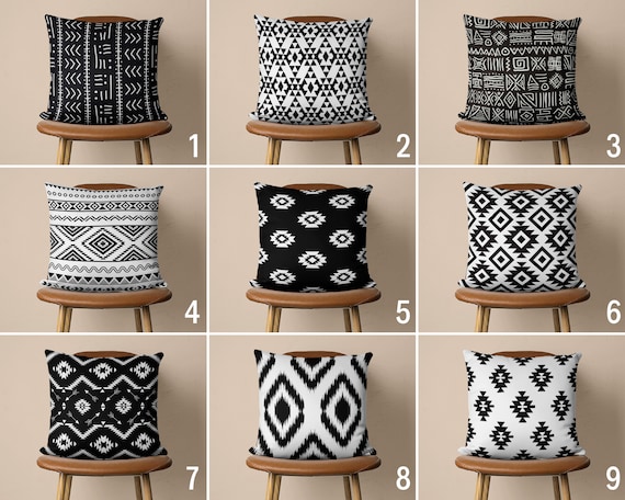 Tribal Black White Accent Pillow Cover Boho Southwestern Pillow Case Ethnic Aztec Design Pillow Cover Farmhouse Decor Euro Pillow Sham Etsy Ireland