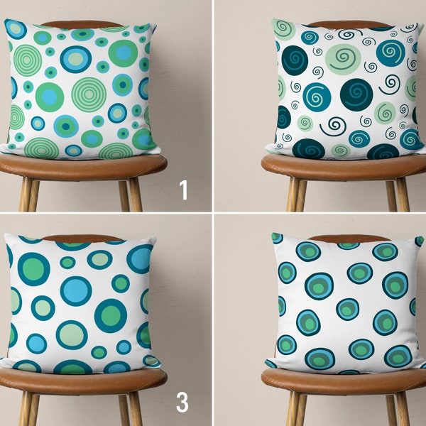 Blue Abstract Pillow Case, Modern Pillow Cover, Circles Cushion Cover, Home Decor Aesthetic,Any Size Pillow, Only Cover, 16x16, 18x18, 20x20