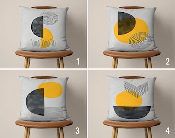 Modern Yellow & Black Pillow Cover, Abstract Pillow Case, Geometric Cushion Cover, Any Size Pillow, Living Room Decor, 18x18, 20x20 22x22