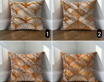 Art Deco Fan Pillow Cover, Retro Scallop Shell Cushion Case, Elegant Living Room Decor