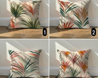 Tropical Palm Leaf Pillow Cover, Abstract Pastel Color Summer Cushion Case, Modern Decor