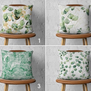 Green Eucalyptus Leaves Pillow Case, Blue Gum Pillow Cover, Floral Cushion Cover, Sitting Room Decor, Any Size Pillow, Handmade Pillow
