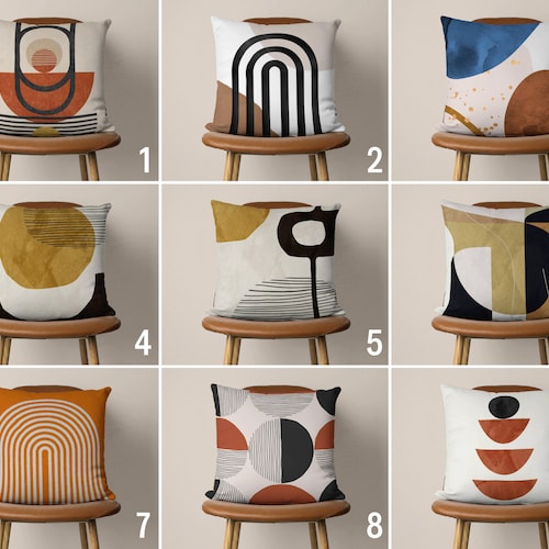 Mid Century Pillow Covers Modern Abstract Cushion Cover Boho Etsy