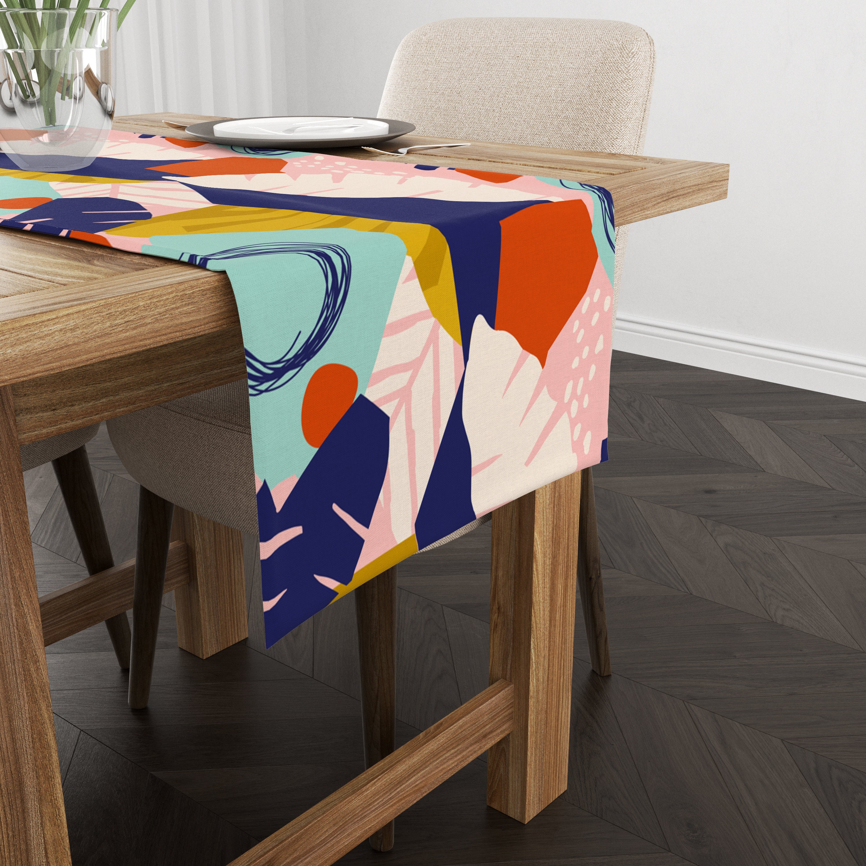 Assorted Table Runners Abstract Colorful Table Runner, Modern Multicolored Custom Table Runner ...