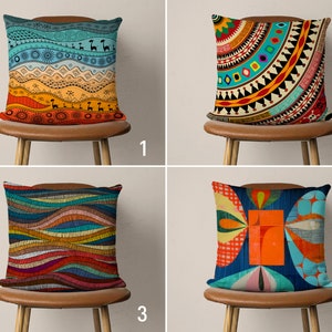 Abstract Colorful Pillow Covers, Bright Vivid Multi-colored Cushion Cover, Decorative Blue Orange Lumbar Pillow Case, Any Size Pillow Cover