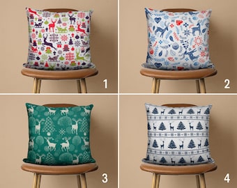 Reindeer Print Christmas Pillow Case, Deer Pattern Holiday Pillow Cover, Winter Cushion Cover, Christmas Decor, Cozy Home Decor, Sofa Decor