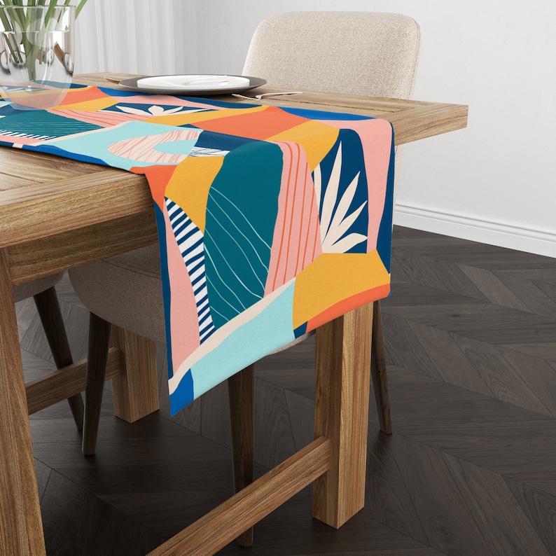 Assorted Table Runners Abstract Colorful Table Runner, Modern Multicolored Custom Table Runner ...