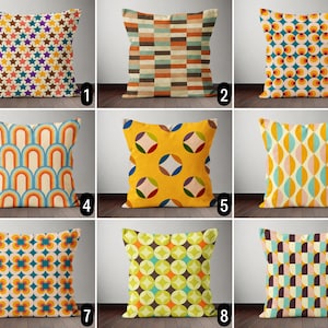 Retro Abstract Colorful Throw Pillow Case, Mid Century Modern Geometric Pillow Cover, Star Circle Rainbow Cushion Cover, Living Room Decor