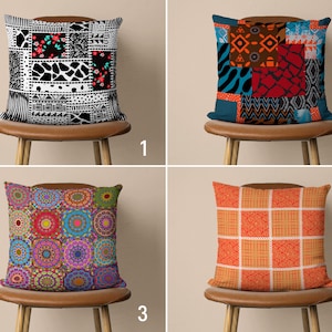 Patchwork Pattern Pillow Cover, Colorful Digital Print Pillow Case, Patchwork Cushion Cover, Farmhouse Decor, Any Size Pillow, 12x16, 12x18