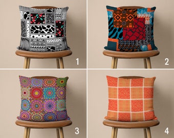 Federa per cuscino con motivo patchwork, federa per cuscino con stampa digitale colorata, fodera per cuscino patchwork, arredamento della fattoria, cuscino di qualsiasi dimensione, 12x16, 12x18