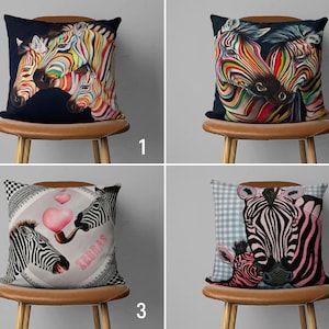 Black & White Zebra Animal Pillow Cover, Cotton Pillow Case, Bedroom Decor, Safari Cushion Cover, Any Size Handmade Pillow, Cover Only