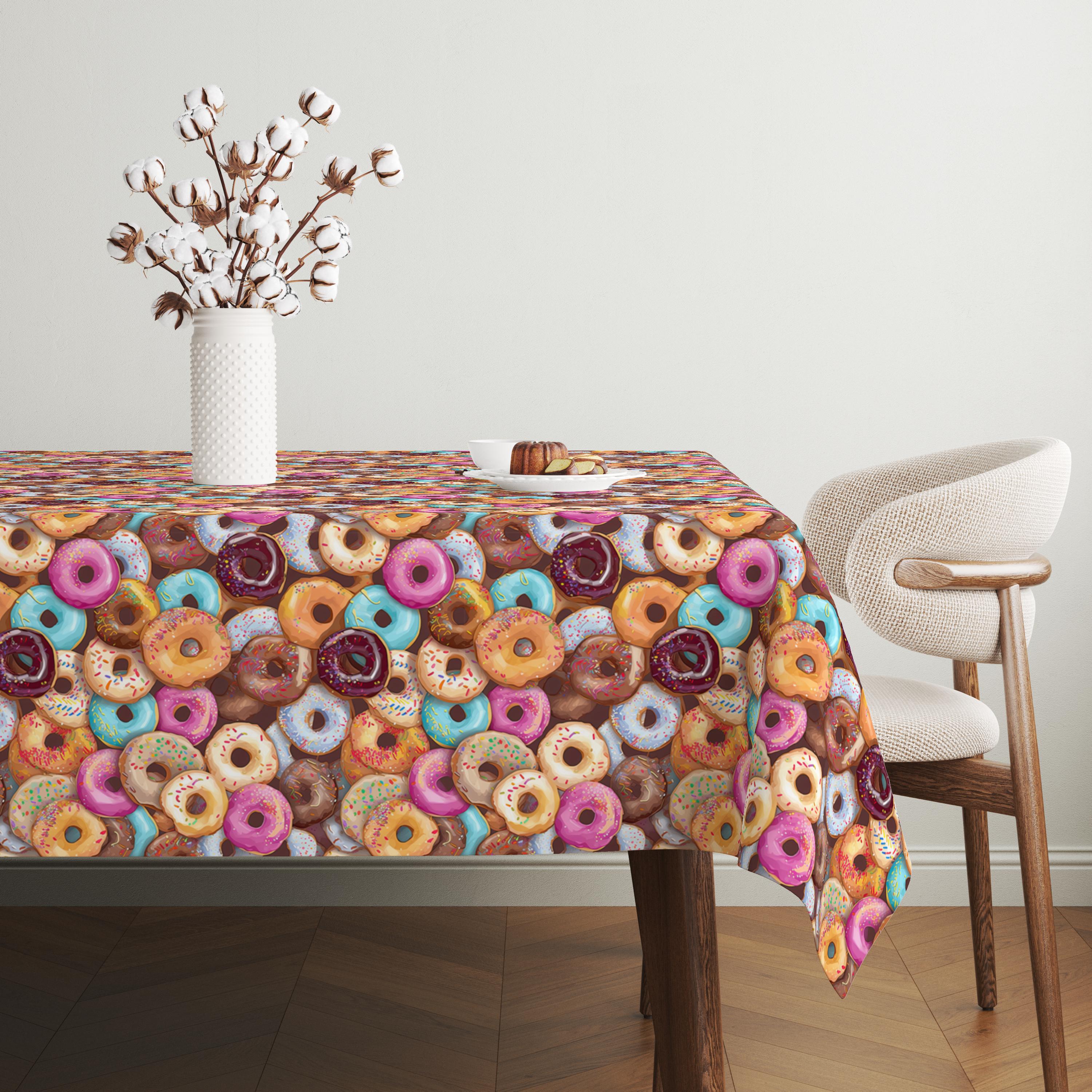 Holiday Gingerbread Tablecloth, Christmas Cookies & Donuts Tablecloth ...