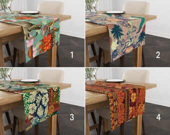 Corredor de mesa indiano e havaiano, corredores de elefante boho étnicos, toalha de mesa tropical, peça central boho, corredor de qualquer tamanho, decoração exclusiva para casa
