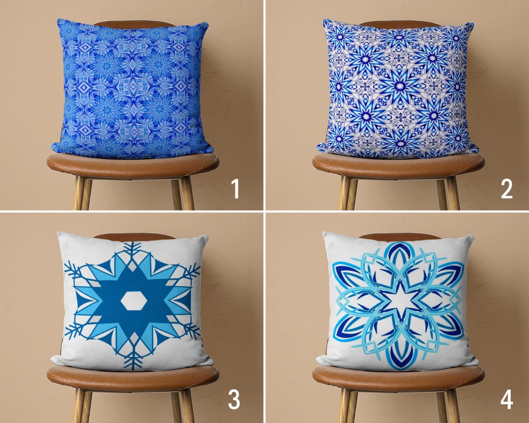 Blue Snowflake Pillow Cover Winter Pillowcase Christmas Etsy UK