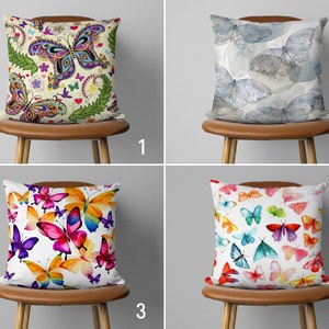 Butterfly Throw Pillow Case, Colorful Cute Butterfly Cushion Cover, Animal Accent Pillow Cover, Living Room Decor, Cover Only, Any Size