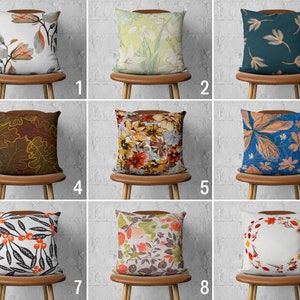 Leaves Throw Pillow Case, Colorful Floral Cushion Cover, Decorative Farmhouse Cushion, Cover Only, Personalized Pillow, Handmade Pillows
