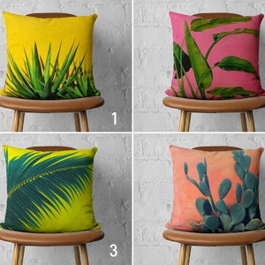 Green Plant Leaves Pillow Cover, Modern Summertime Vivid Colors Cushion Case, Colorful Trees Lumbar Pillow Cases, Any Size Pillow, 20x20