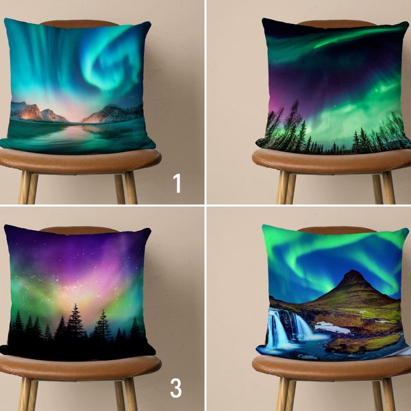 Northern Lights Pillow Case, Aurora Borealis Pillow Cover, Polar Lights Cushion Cover, Any Size Pillow, Couch Pillow Case, 24x24 26x26