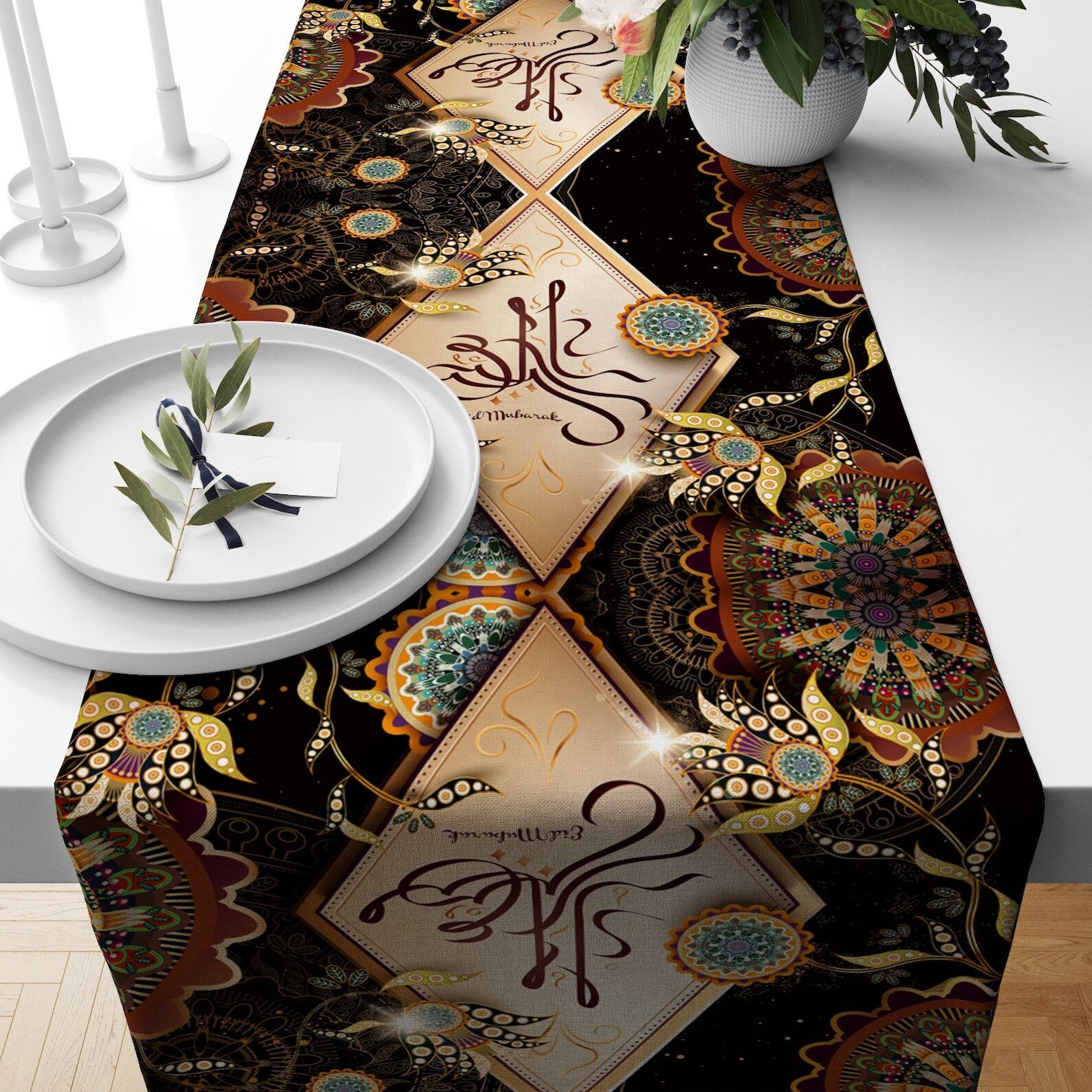Eid Mubarak Runner, Ramadan Kareem Table Runner, Islamic Arabic ...