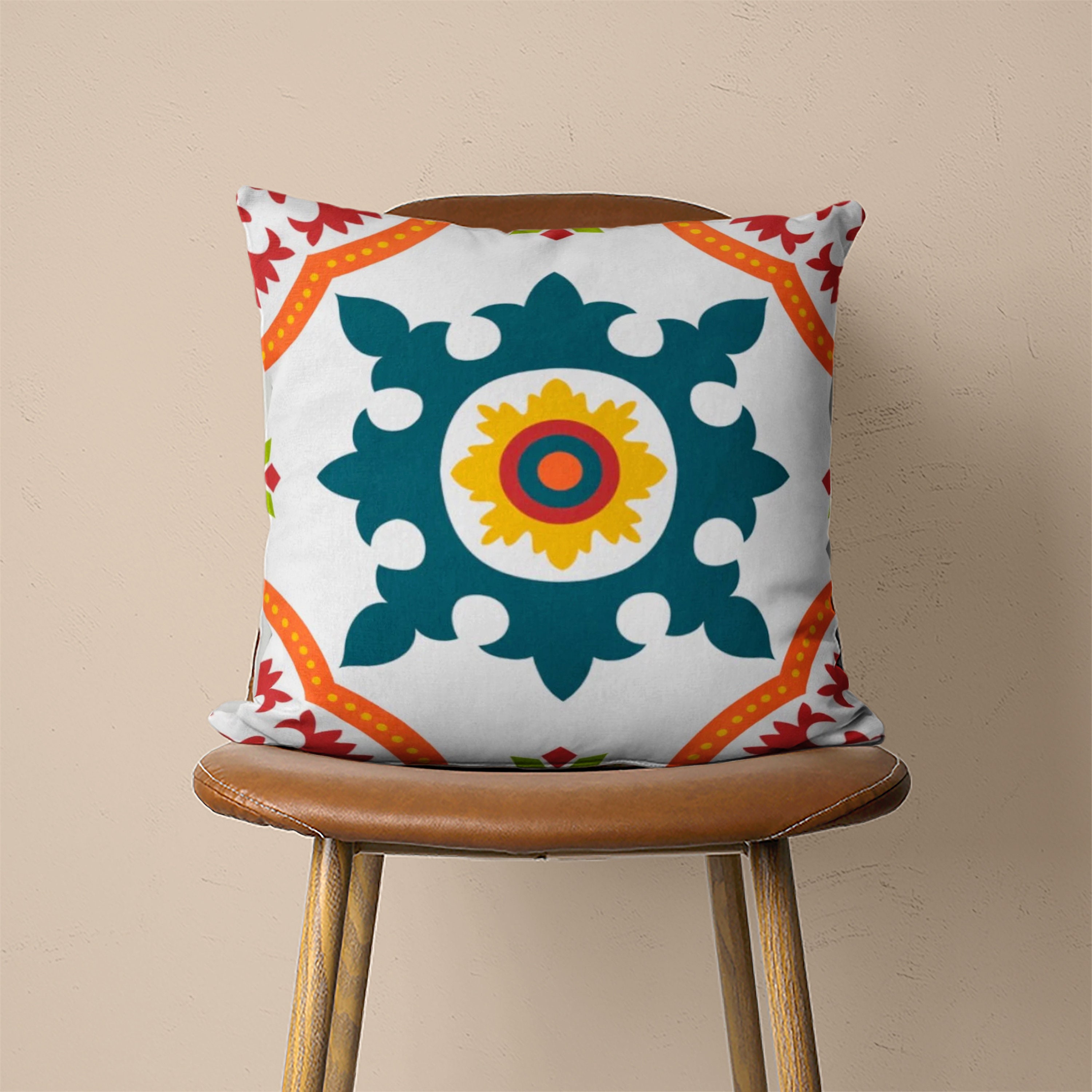 Tile Pillow Cover, Moroccan Style Pillow Case, Navy Blue