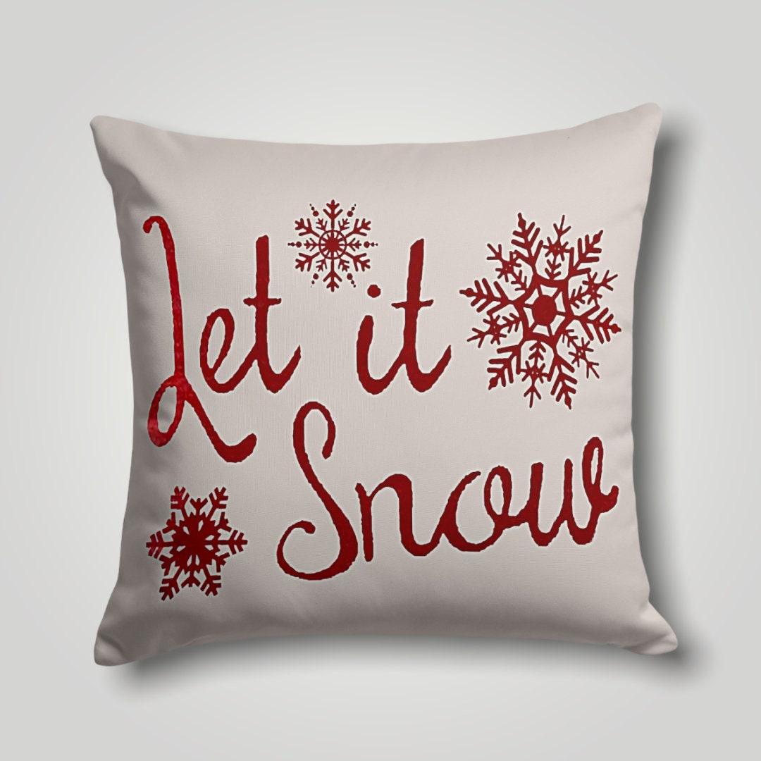 Snowflake Pillow Cover Red Winter Pillow Case Christmas Etsy