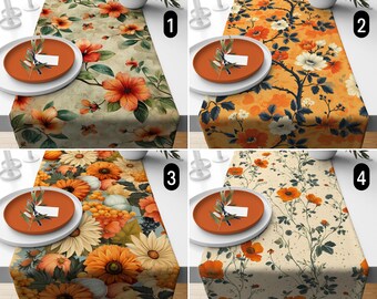 Caminho de mesa com flores de laranjeira, caminho de mesa personalizado elegante com flores, caminho de mesa rústico de outono, toalha de mesa com flores de outono, decoração de sala de jantar
