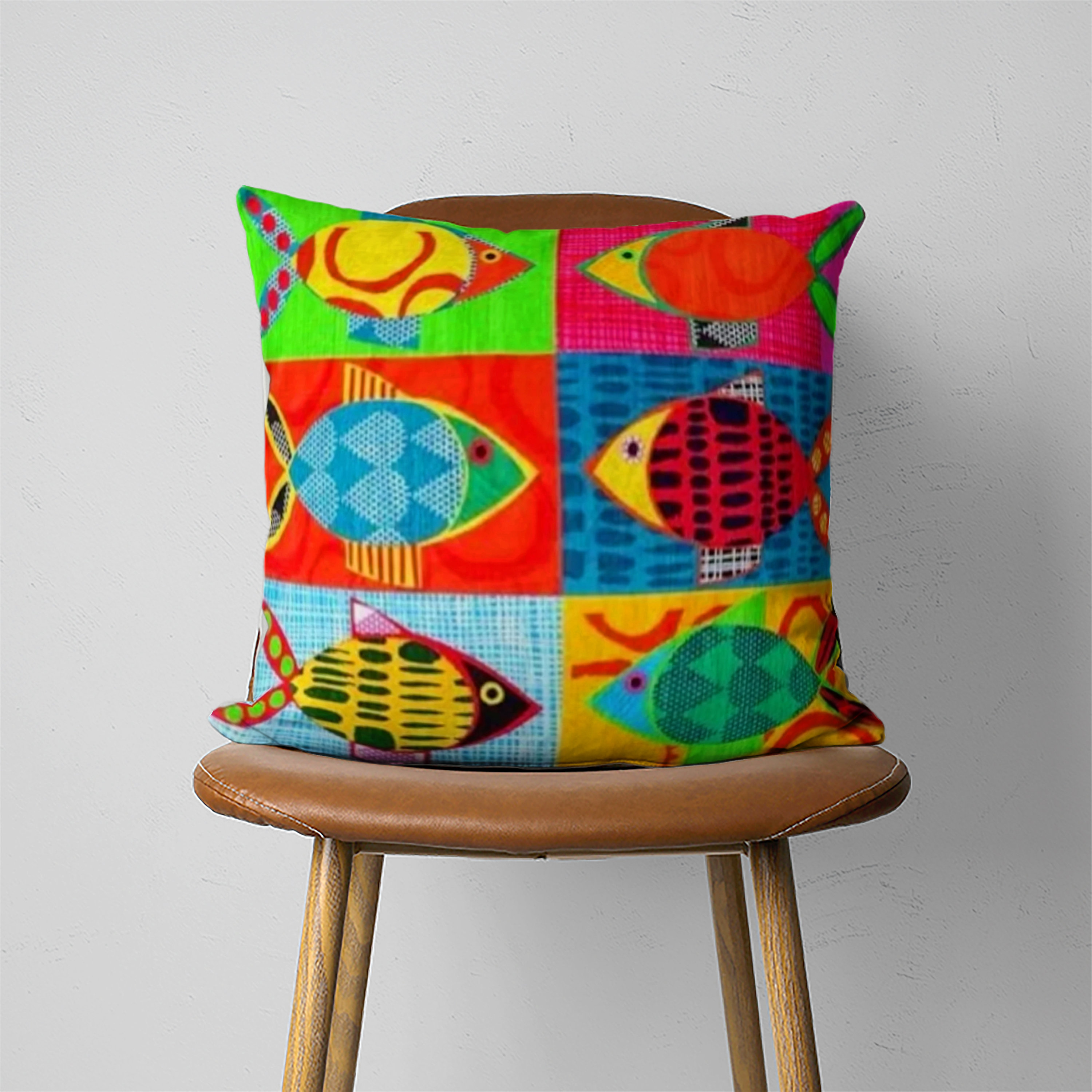 Colorful Fish Pillow Case Vivid Coastal Cushion Cover Etsy