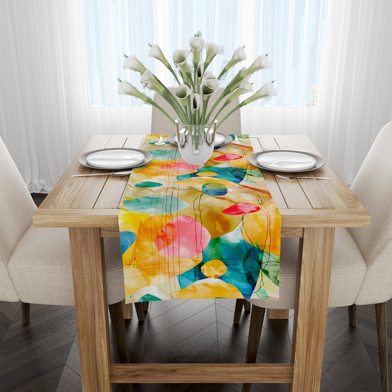 Abstract Colorful Table Runner, Modern Multicolored Custom Table Runner ...