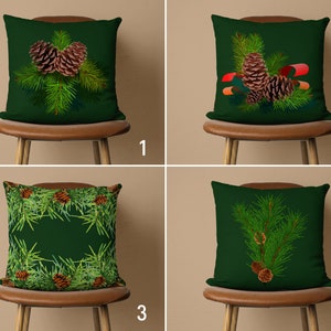 Copricuscino con pigna, copricuscino con albero invernale verde, federa floreale natalizia, regalo di Capodanno, arredamento della fattoria, 14x14 16x16