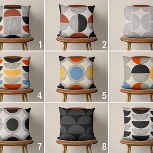 Mid Century Modern Pillow Cover, Abstract Circles & Lines Throw Pillow Case, Boho Cushion Cover, Retro Home Decor, Custom Euro Pillow Sham