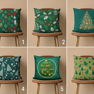 Copricuscino per albero di Natale, Federa per cuscino natalizio, Copricuscino verde, Arredamento della camera accogliente, Tessuto per biancheria da letto, Regalo di Natale, 14x14 16x16