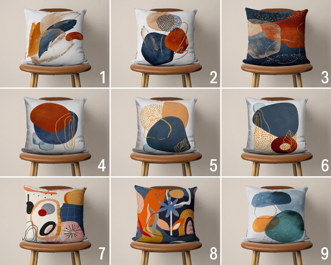 thumbnail image 2 of Maybay 18x18 Teal Blue Double-Sided Abstract Cushion Cover - PeachSkin Velvet, USA Seller 2 of 6