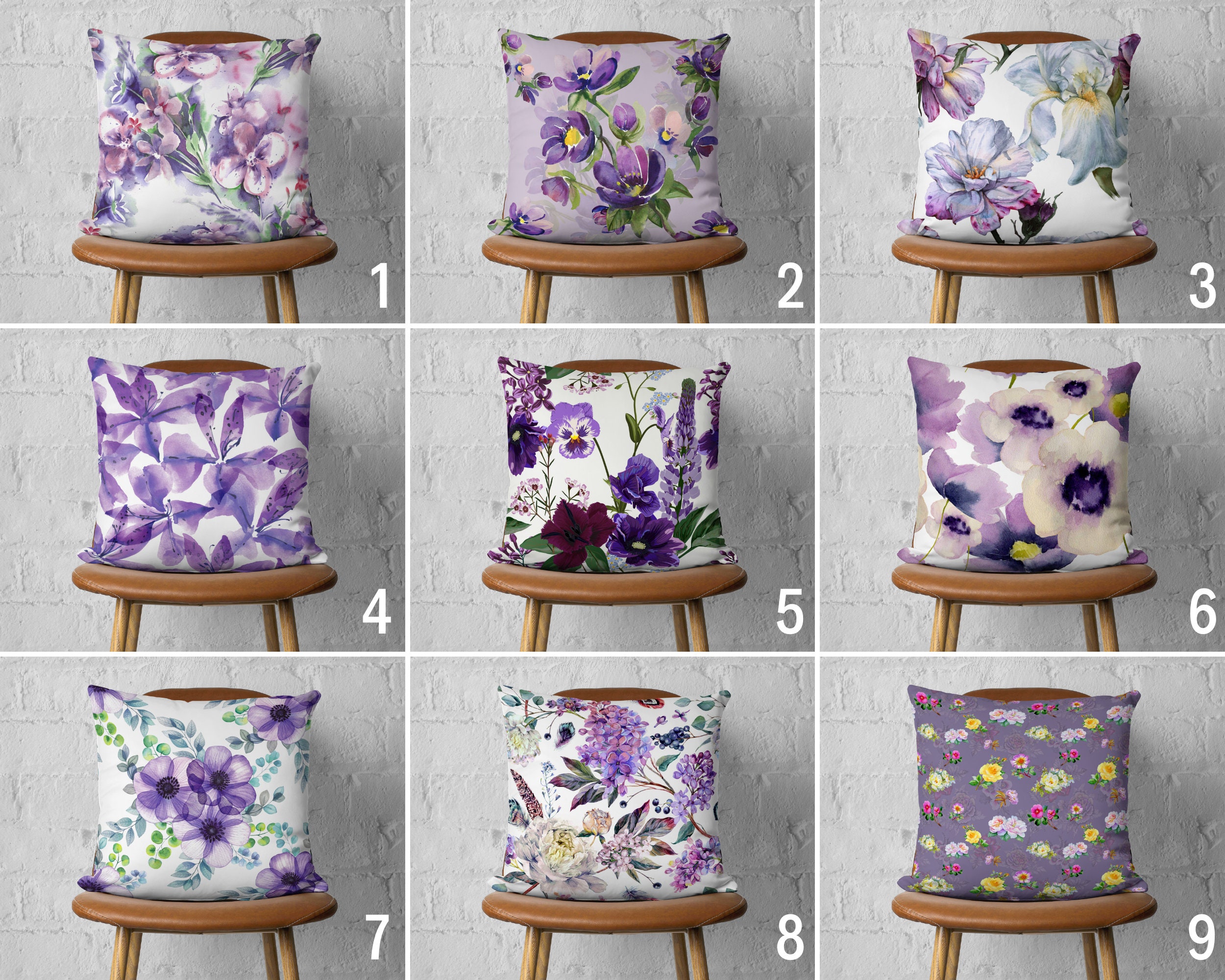 Purple Pillow Cases, Floral Throw Pillow, Summer Trend Cushion Cover,  Decorative Purple Patio Pillow, Bedding Home Decor, Housewarming Gift 