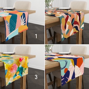 Abstract Colorful Table Runner, Modern Multicolored Custom Table Runner, Vivid Contemporary Art Tablecloth, Unique Home Decor, All Sizes
