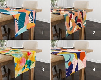 Abstract Colorful Table Runner, Modern Multicolored Custom Table Runner, Vivid Contemporary Art Tablecloth, Unique Home Decor, All Sizes
