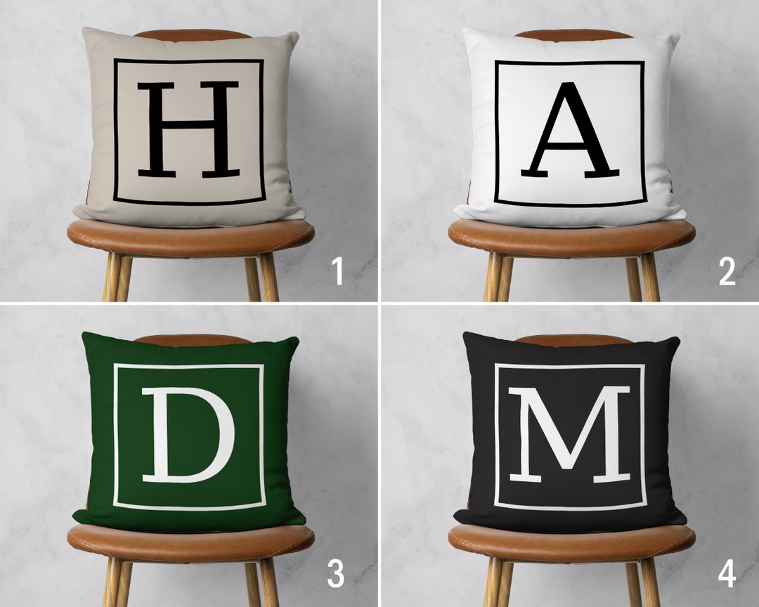 Customized Monogram Pillow Case, Personalized Initial Cushion Cover