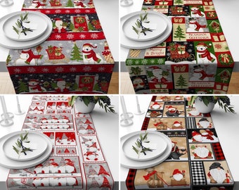 Christmas Table Runner, Snowman & Santa Runner, Red Kitchen Decor, Dining Room Decor, Xmas Present, Holiday Unique Home Decor