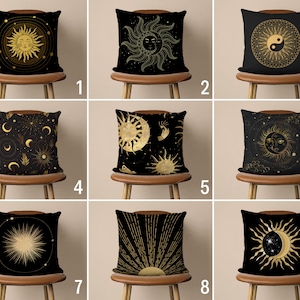 Boho Lunar & Solar Pillow Cover, Moon and Sun Pillow Case, Bohemian Celestial Cushion Cover, Any Size Pillow, Handmade Pillow, Cover Only
