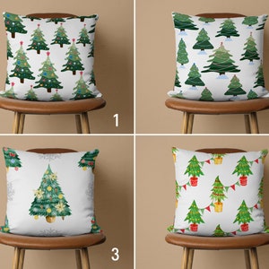 Green Xmas Tree Pillow Case, Winter Cushion Cover, Christmas Pillow Cover, Rustic Decor, Handmade Pillow, New Year Gift, 18x18 20x20 24x24