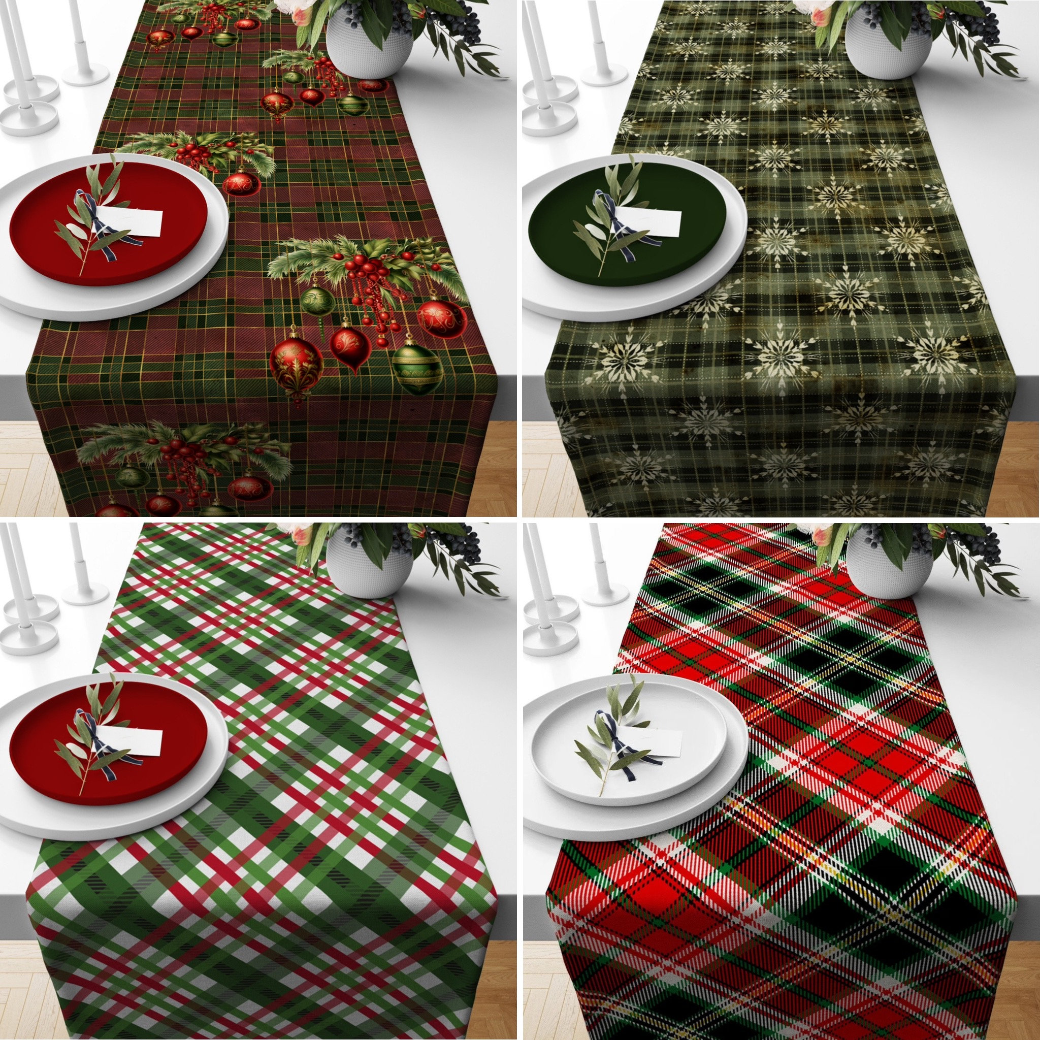 Lot De 6 Sets De Table Noël Plastique Lavables 43 X 30 Cm – Motif Bonhomme Pain D’Épice Rouge Vert – Décoration Table Fêtes Noël