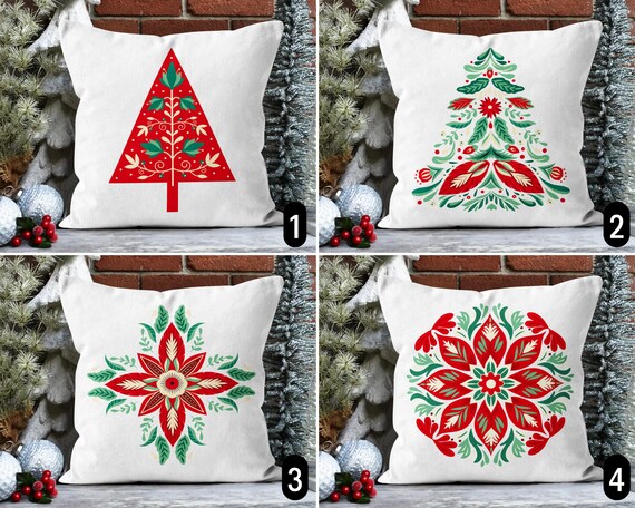 Scandinavian Christmas Pillow Cover, Nordic Winter Holiday Pine