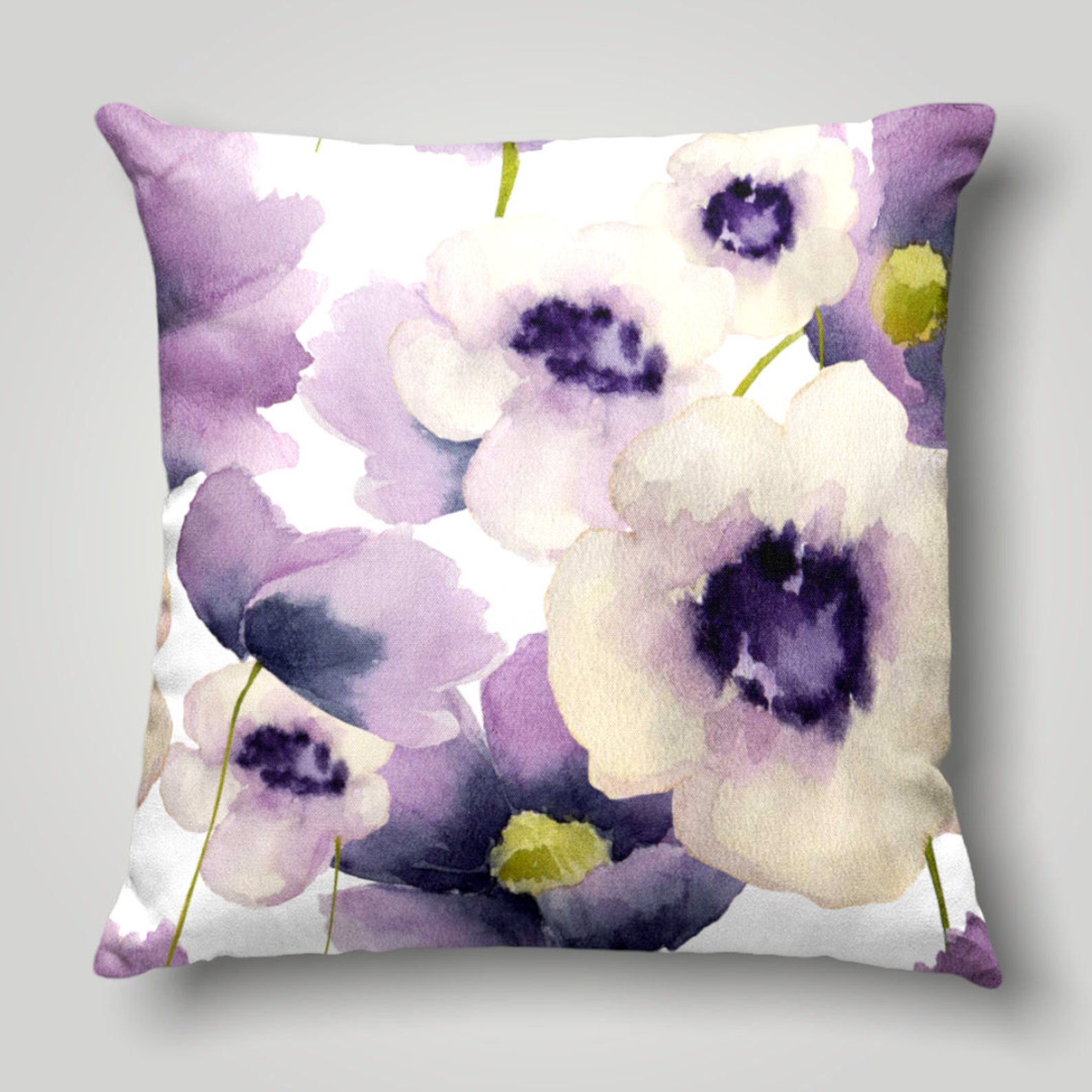 Purple Flowers Pillow Case Floral Spring Pillow Cover Lilac Etsy