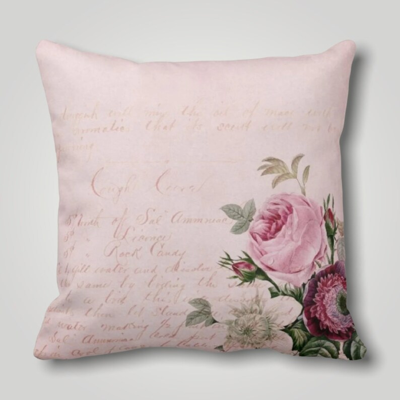 Pink Flowers Pillow Cover Floral Spring Pillow Case Pastel Etsy