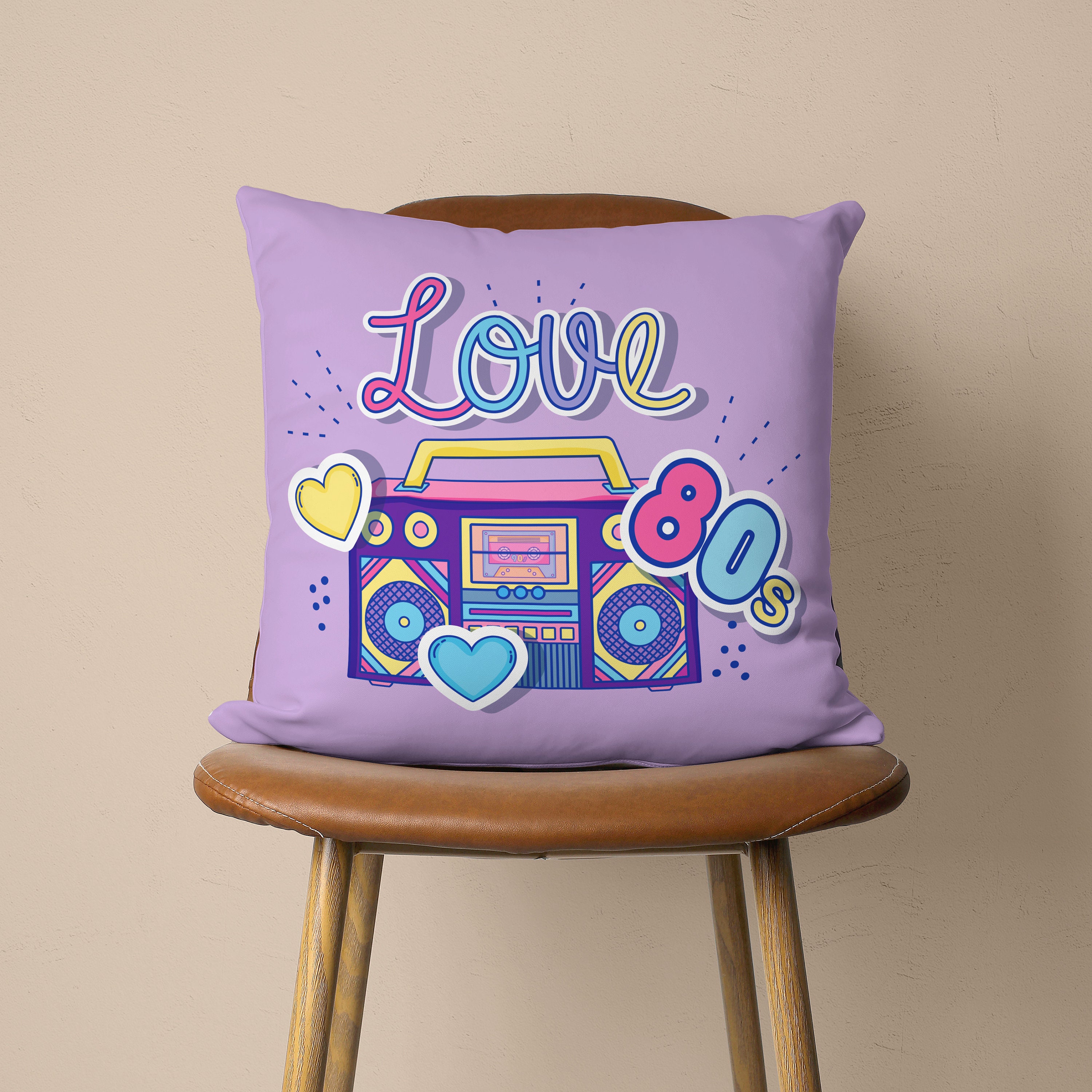 80's Pillow Cover, 80's Love Cushion Cover, Retro Pillow Case