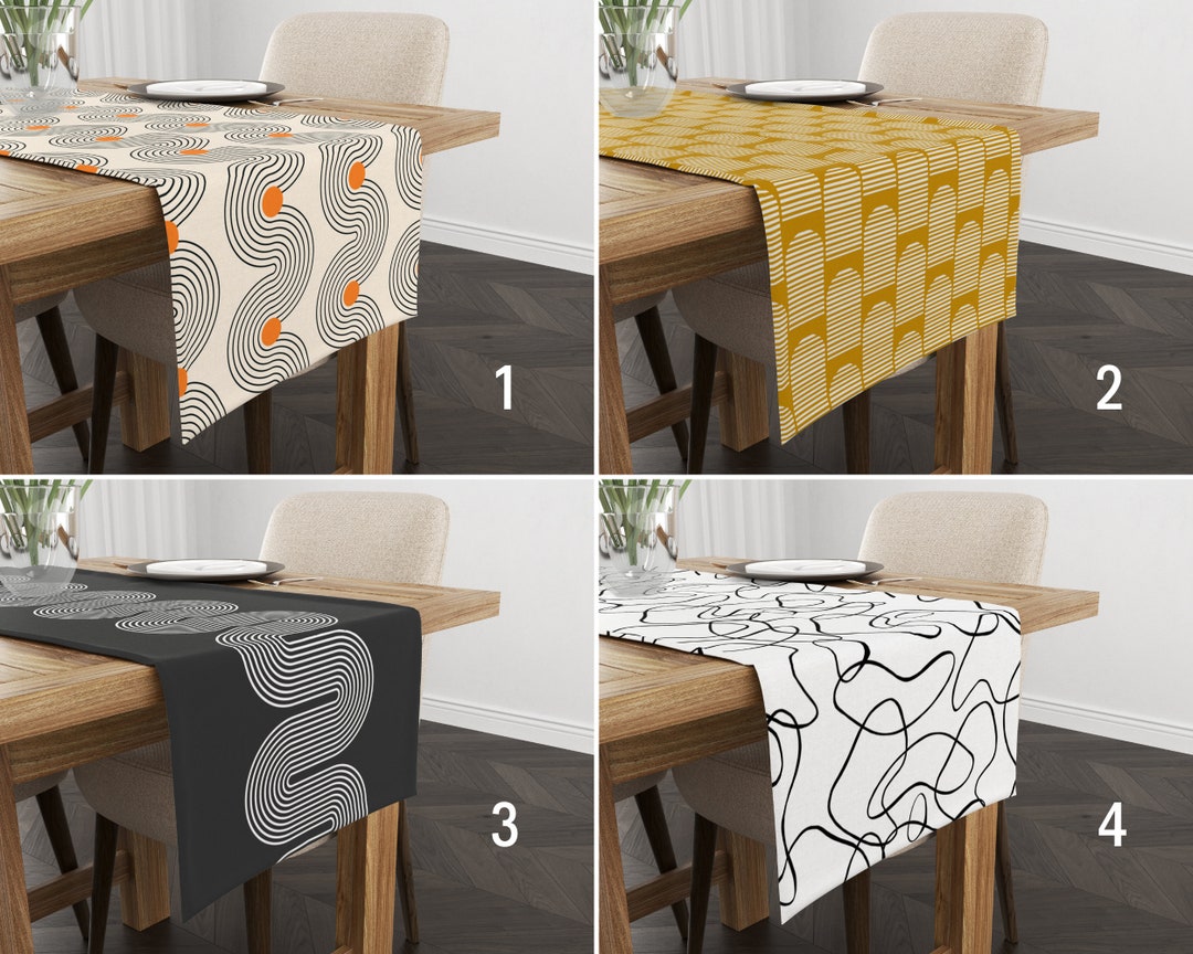 Mid Century Modern Rainbow Table Runner, Abstract Dresser & Console