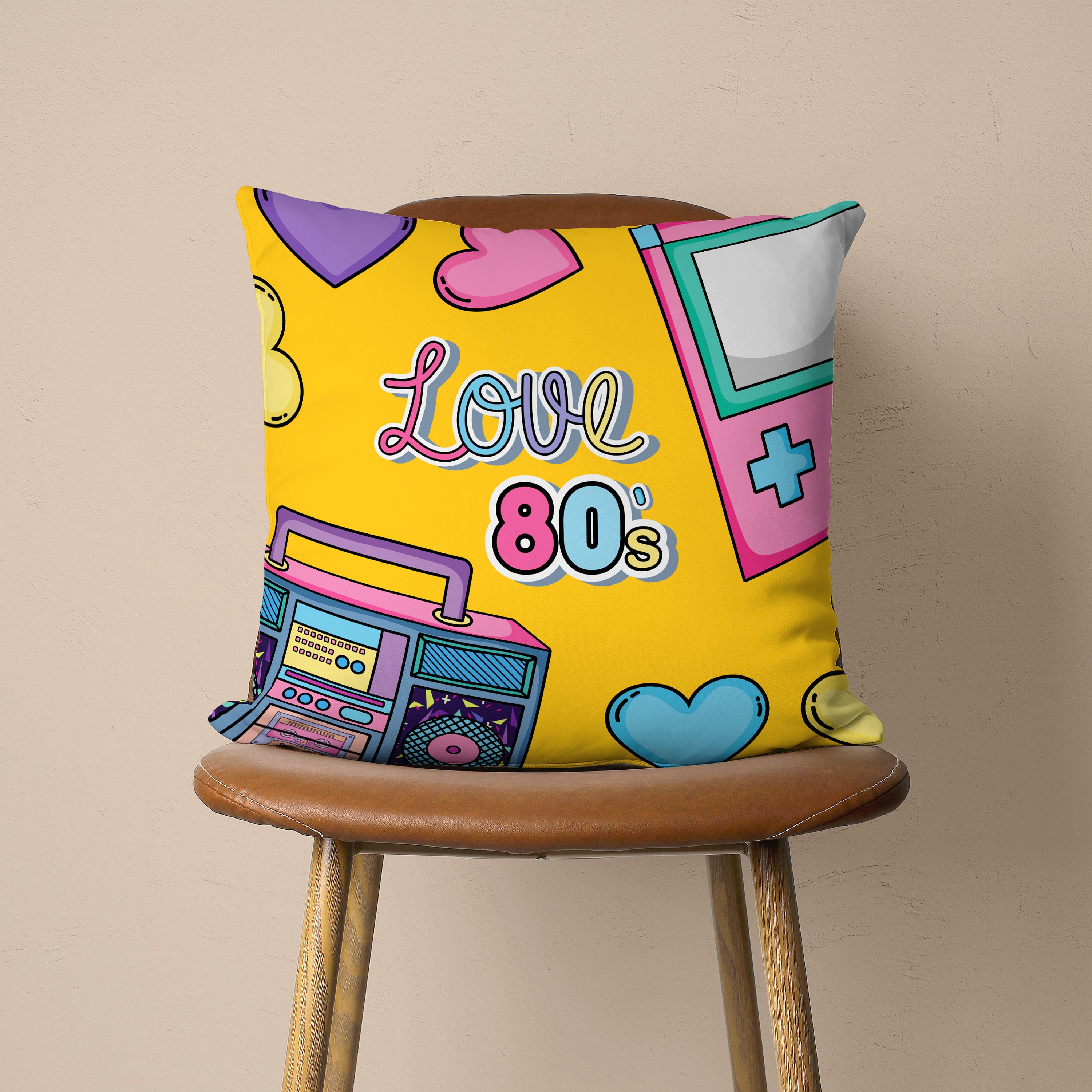 クッションカバー vintage cusion cover, 080 80's Pillow Cover, 80's Love Cushion Cover, Retro Pillow